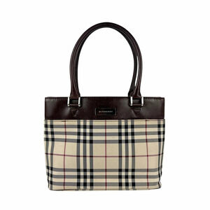 Burberry handbag canvas leather beige brown
